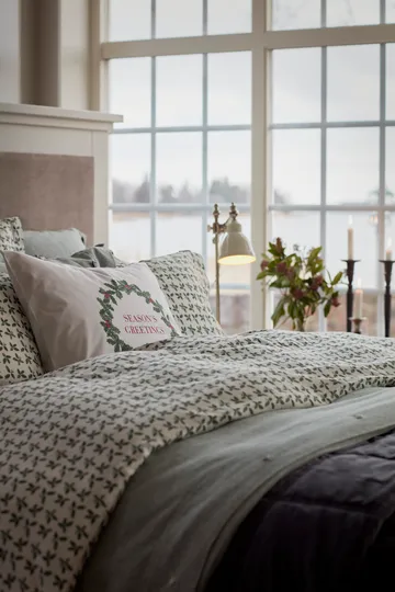 Holiday Printed Organic Cotton pillowcase 50x60 cm - White-green-red - Lexington