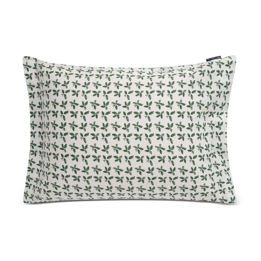 Holly Printed Cotton Sateen pillowcase 50x60 cm, White-green Lexington