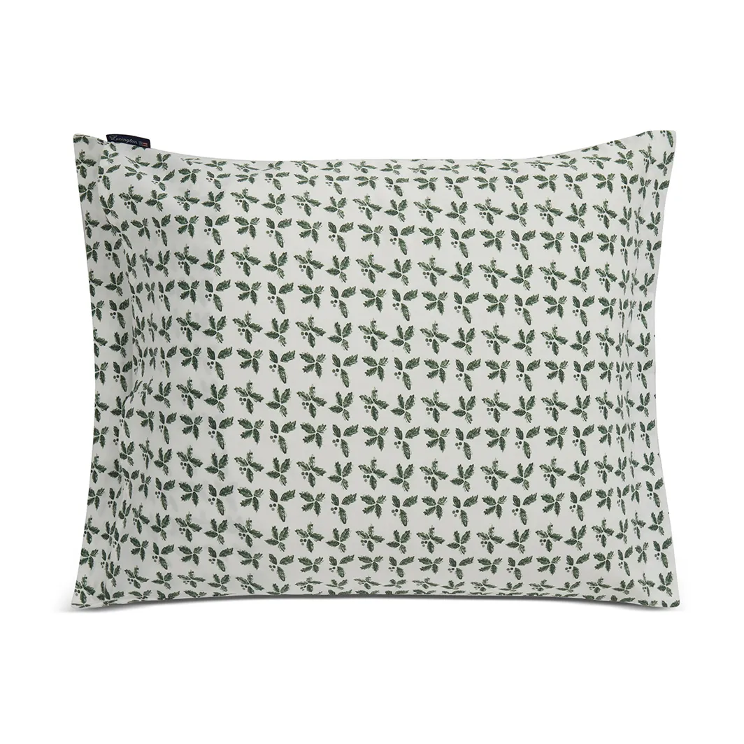 Holly Printed Cotton Sateen pillowcase 50x60 cm, White-green Lexington