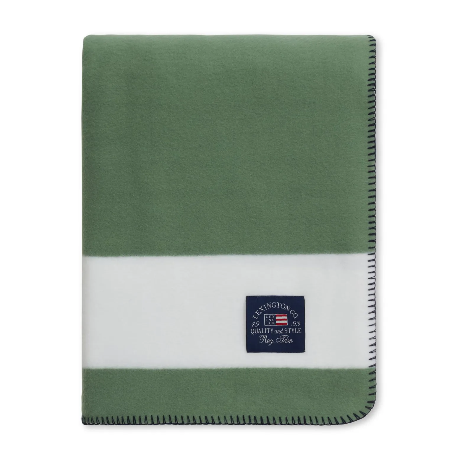 Irregular Striped Fleecefilt 130x170 cm, Green-White Lexington