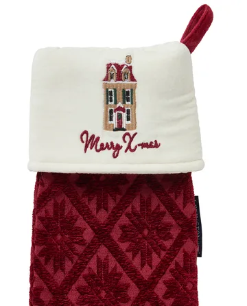 Jacquard organic cotton/viscose Christmas stocking - Red - Lexington