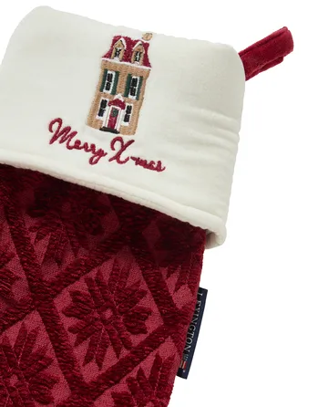 Jacquard organic cotton/viscose Christmas stocking - Red - Lexington