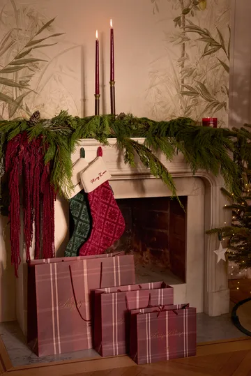 Jacquard organic cotton/viscose Christmas stocking - Red - Lexington