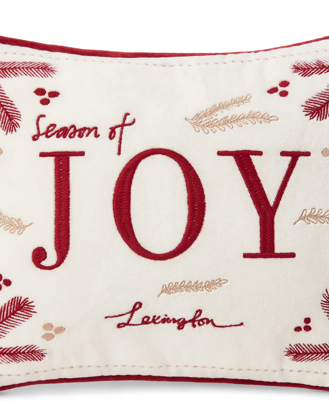 Joy organic cotton velvet cushion 30x40 cm, White-Red Lexington