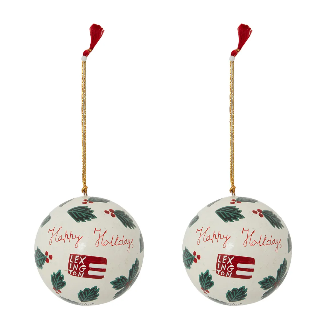 Lexington Papier Maché Christmas tree ball 2-pack
, White-green Lexington
