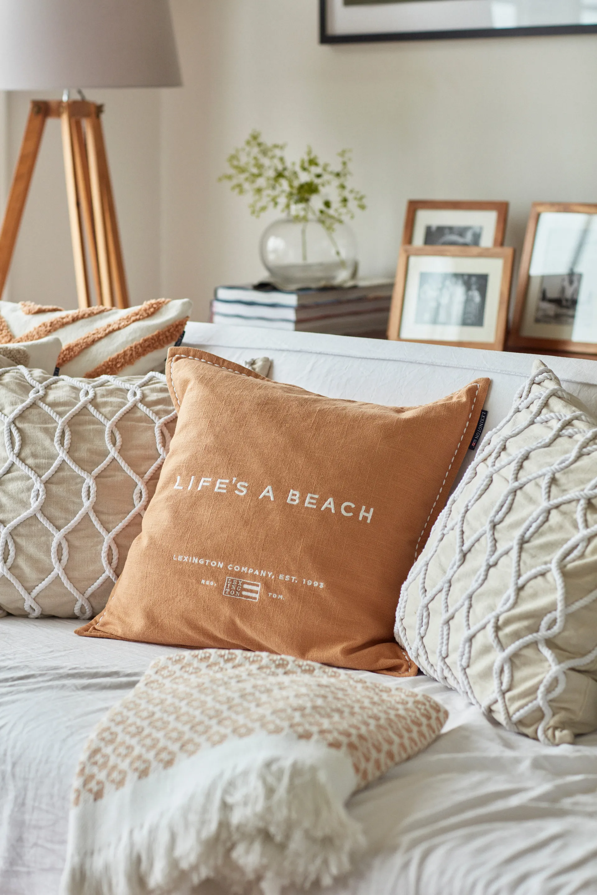 Life's A Beach Embroidered pillowcase 50x50 cm, Beige-white Lexington