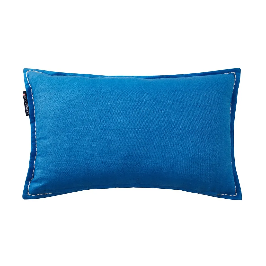 Logo Embroidered Linen/Cotton cushion 30x50 cm, Blue Lexington