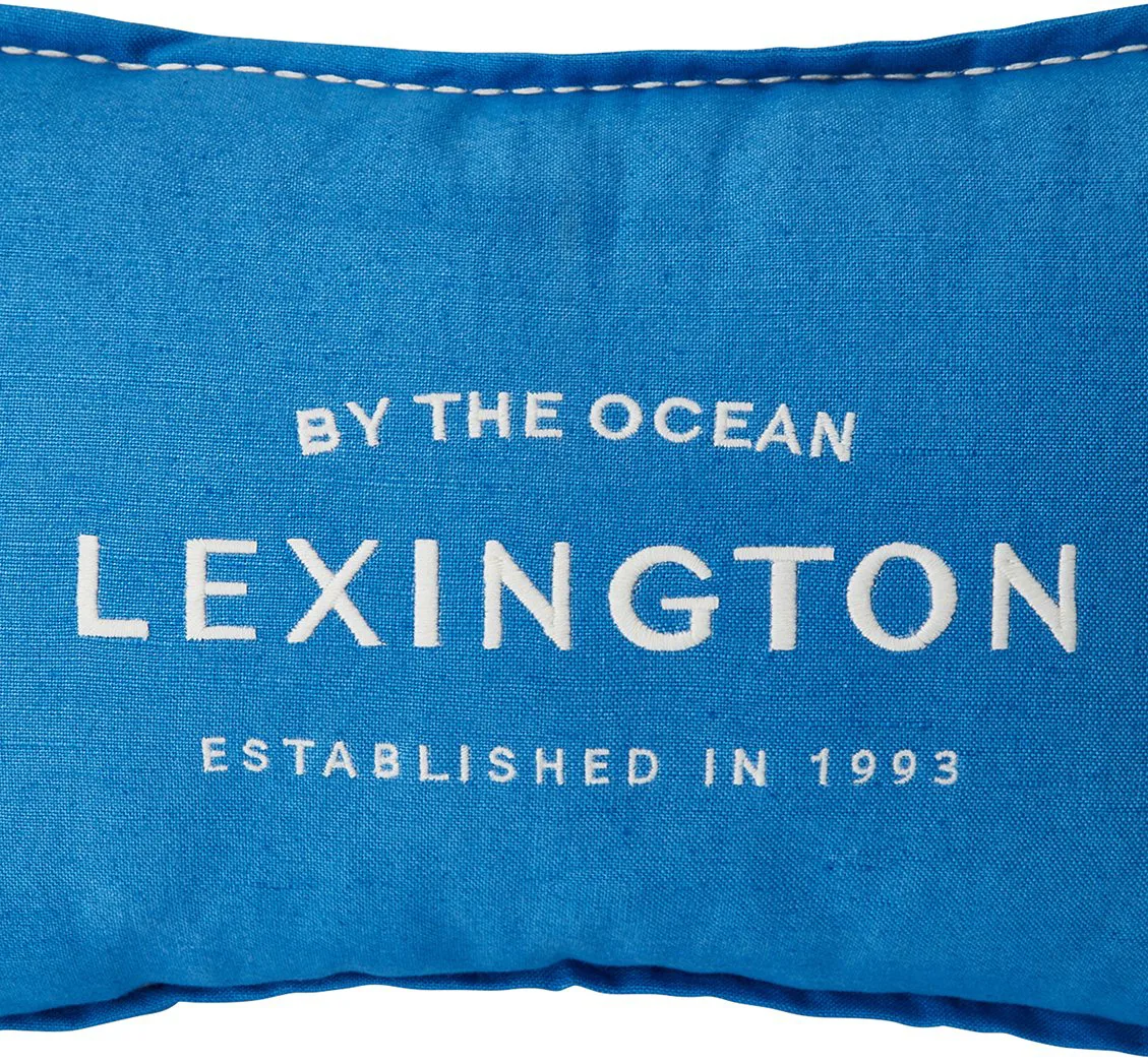 Logo Embroidered Linen/Cotton cushion 30x50 cm, Blue Lexington