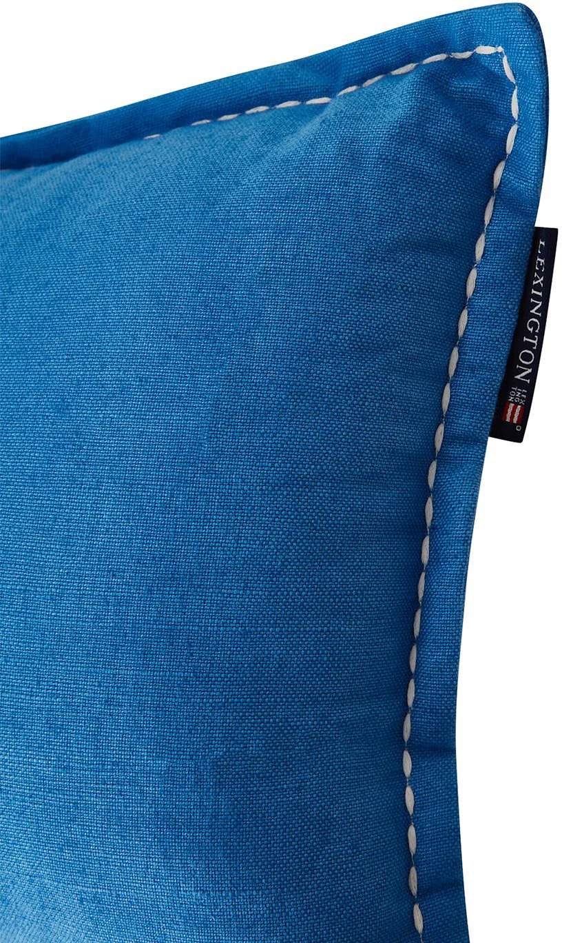 Logo Embroidered Linen/Cotton cushion 30x50 cm, Blue Lexington