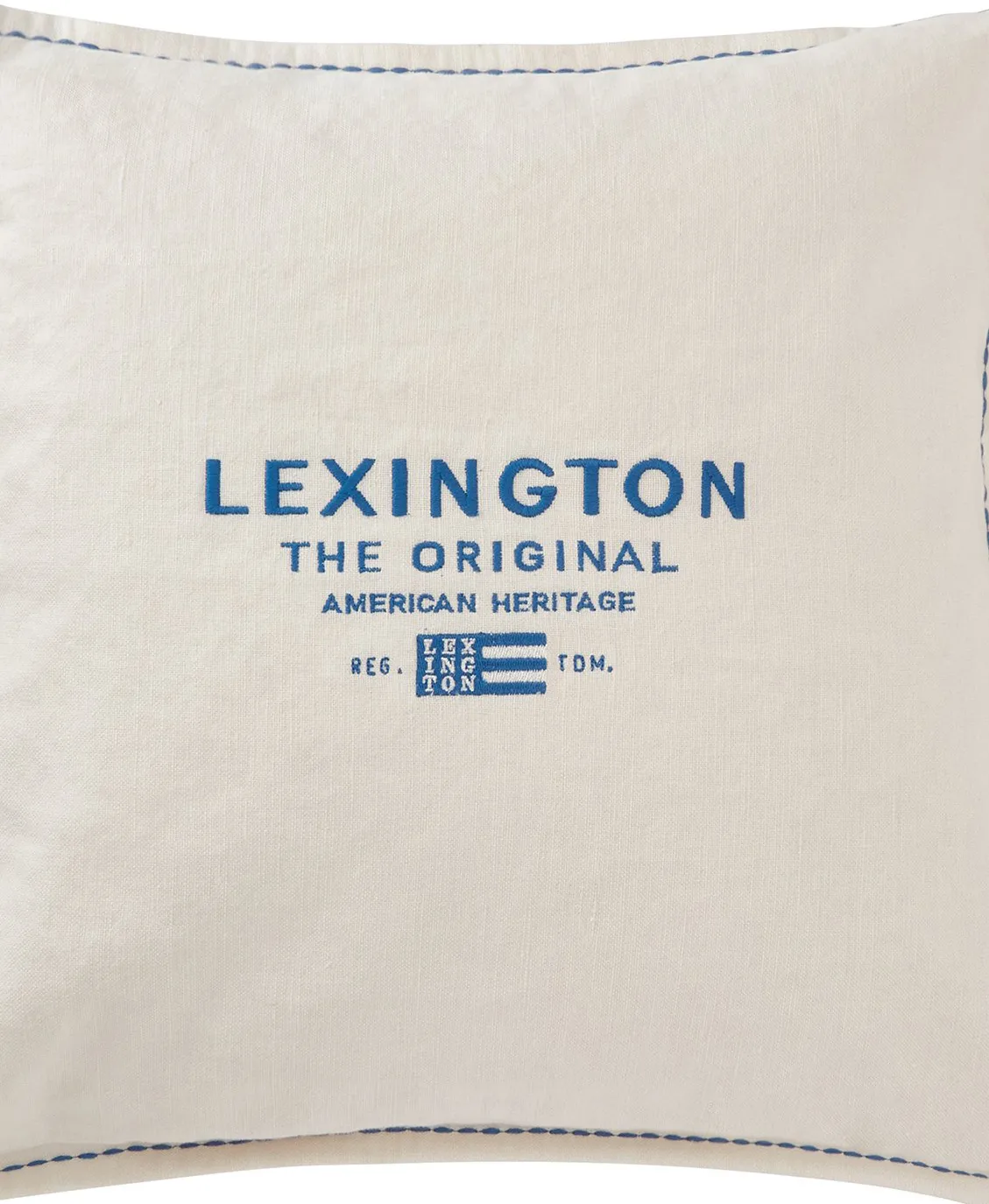 Logo Embroidered Linen/Cotton cushion cover 50x50 cm, White Lexington
