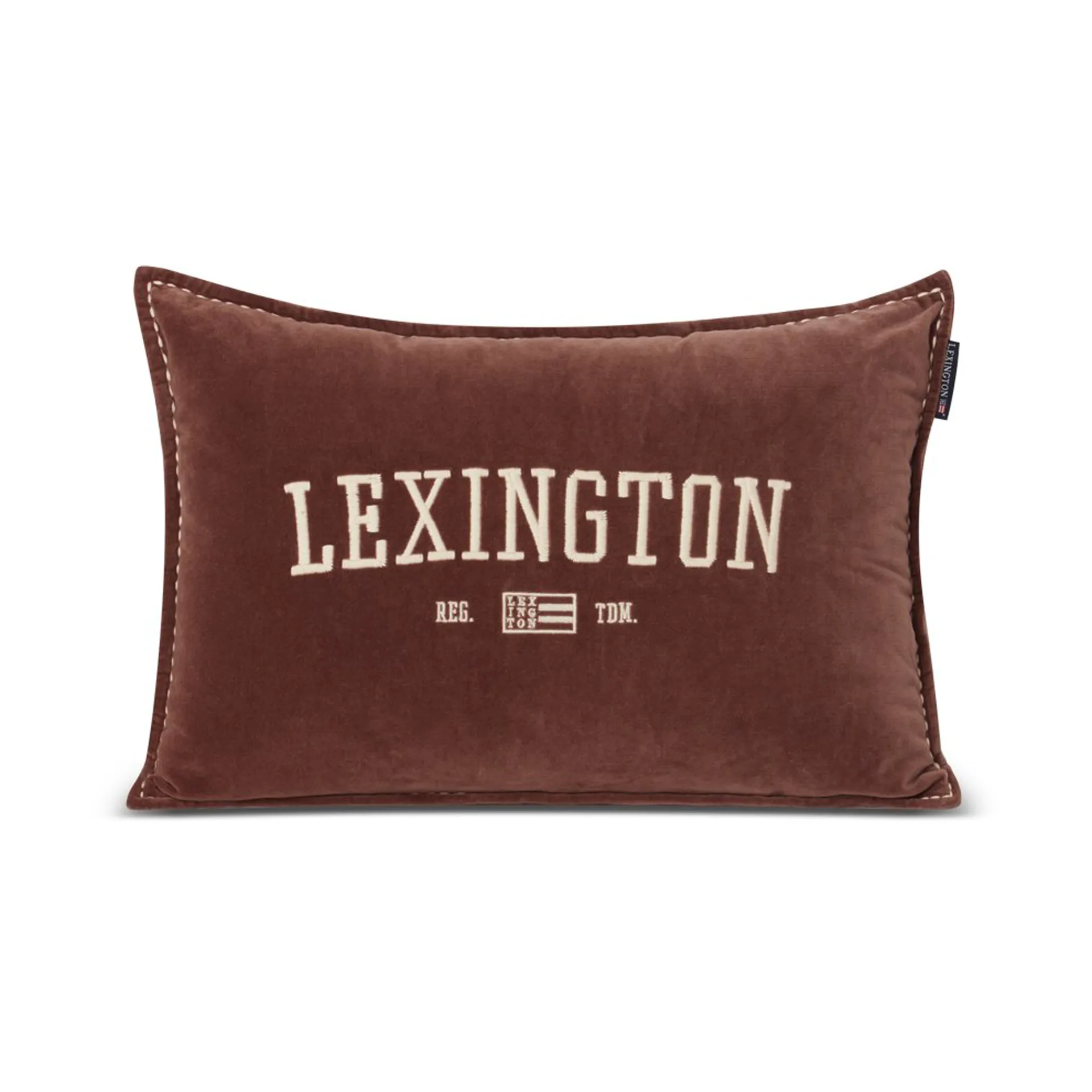 Logo Message Organic Cotton Velvet cushion 40x60 cm, Brown Lexington