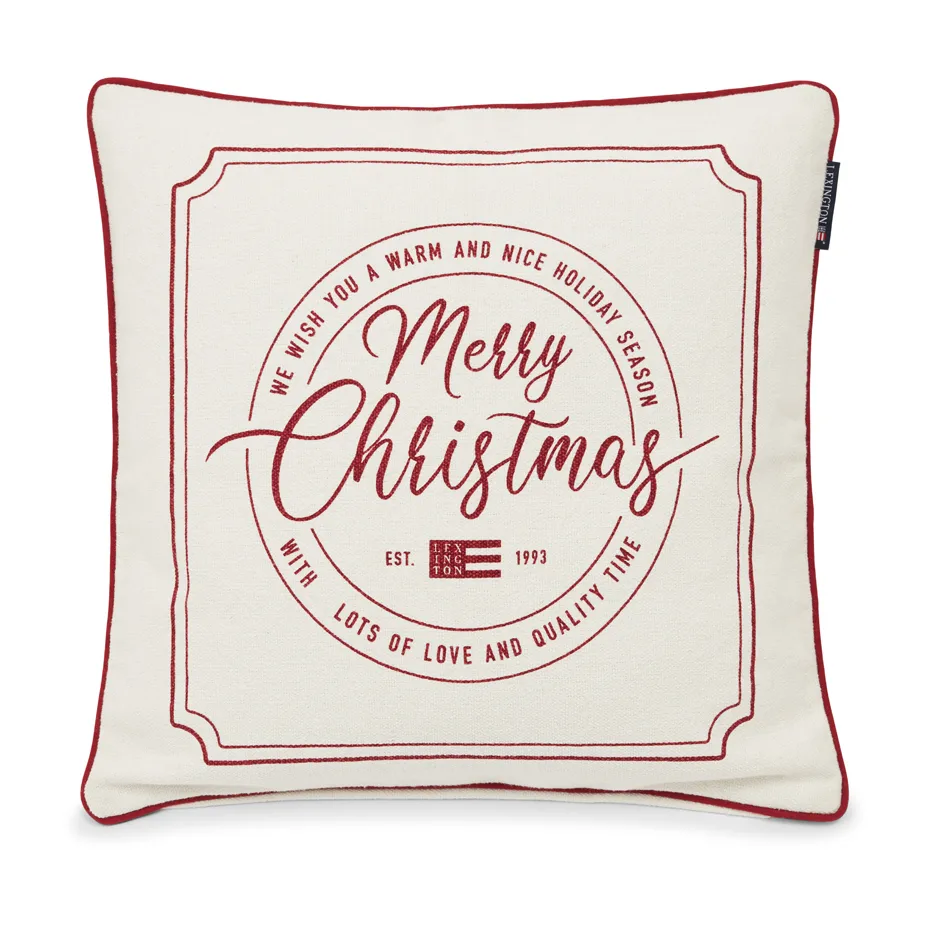 Merry Christmas Cotton Canvase pillowcase 50x50 cm, Off white-red Lexington