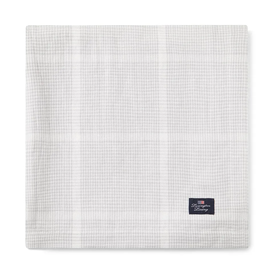Pepita Check Cotton Linen tablecloth 150x350 cm, White-light grey Lexington