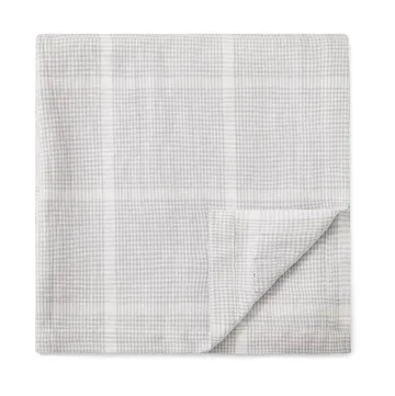 Pepita Check Cotton Linen tablecloth 150x350 cm - White-light grey - Lexington
