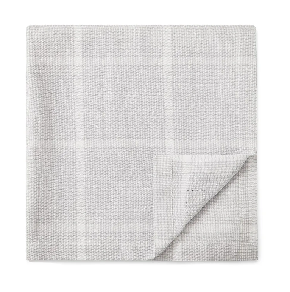 Pepita Check Cotton Linen tablecloth 180x180 cm, White-light grey Lexington