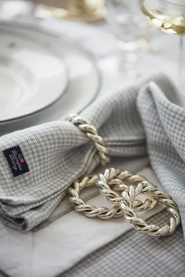 Pepita Check Cotton Linen tablecloth 180x180 cm - White-light grey - Lexington