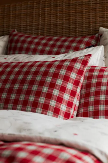 Red Checked Cotton Flannel bed set - 50x60 cm. 150x210 cm - Lexington