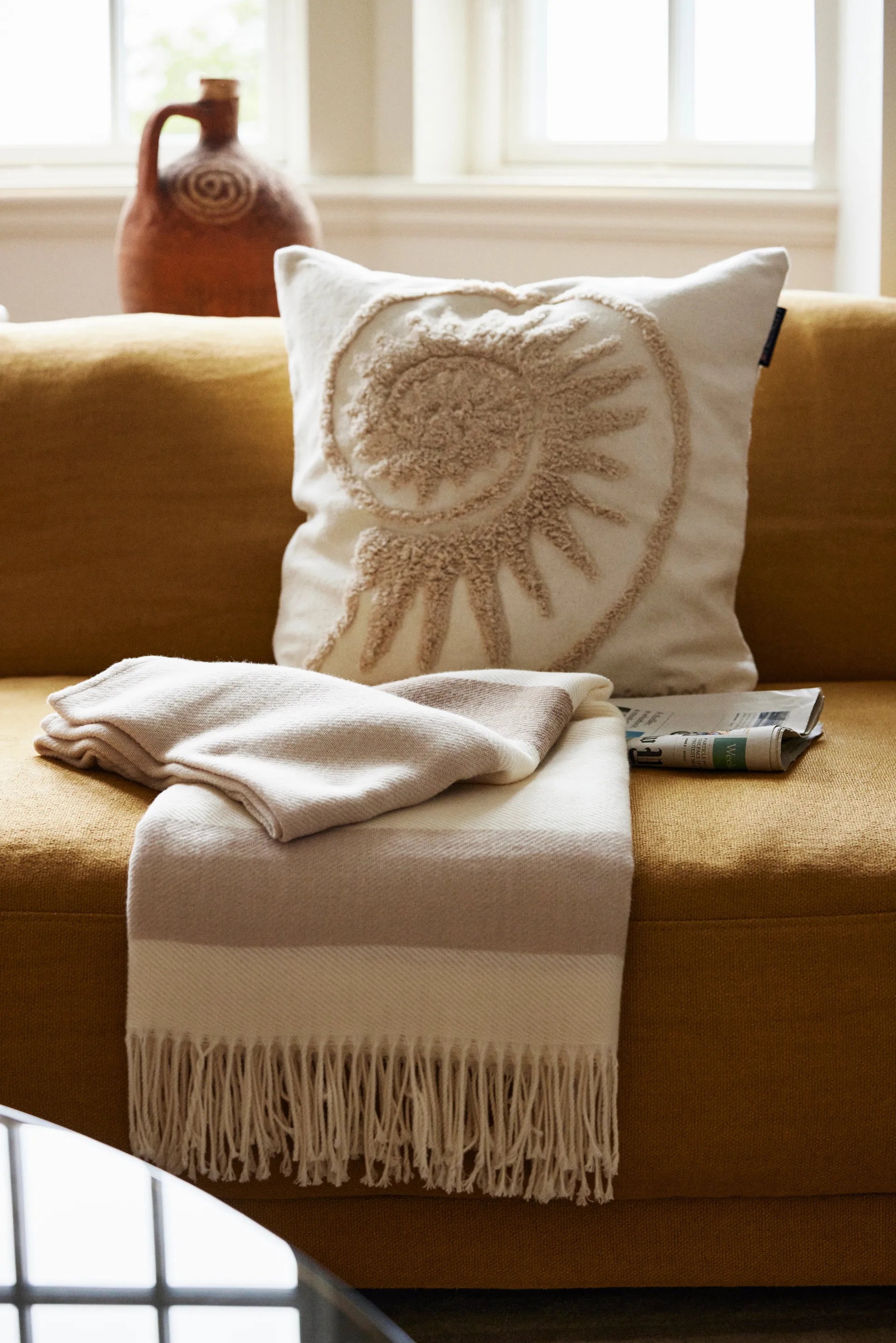 Rug Shell Cotton Canvas cushion cover 50x50 cm, White Lexington
