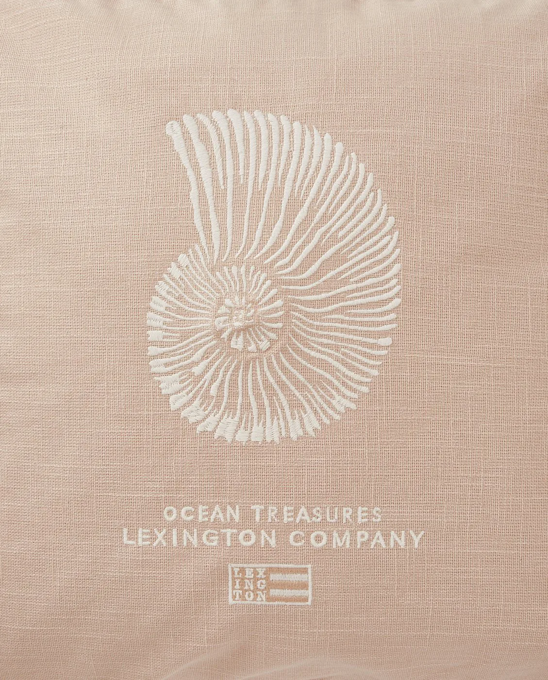 Sea Embroidered Recycled Cotton cushion cover 50x50cm, Light Beige Lexington