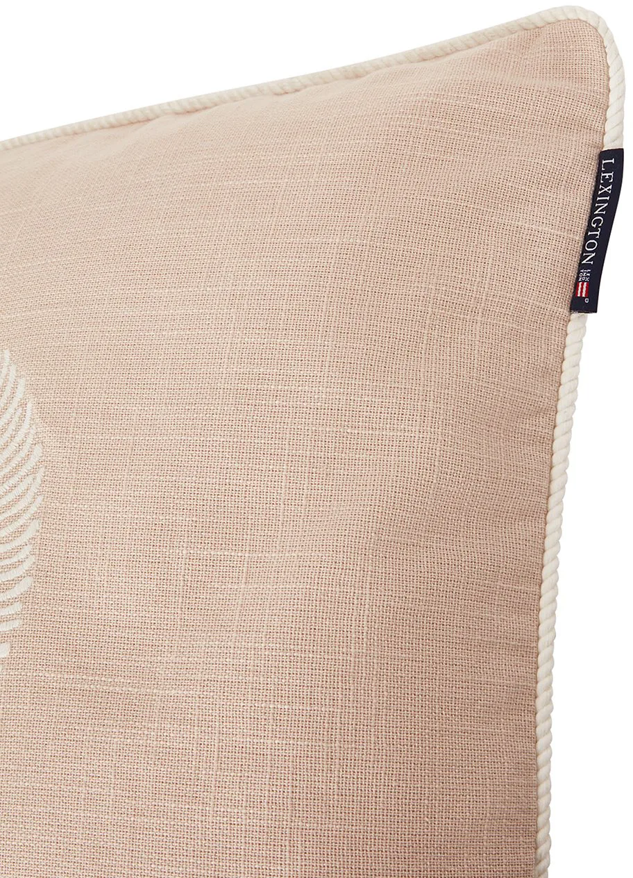 Sea Embroidered Recycled Cotton cushion cover 50x50cm, Light Beige Lexington