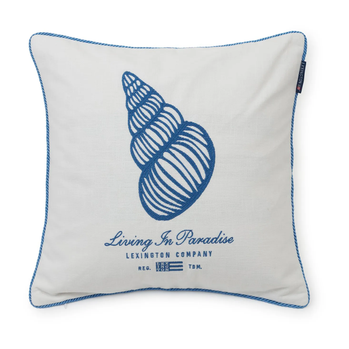 Seashell Cotton Canvase pillowcase 50x50 cm, White-blue Lexington