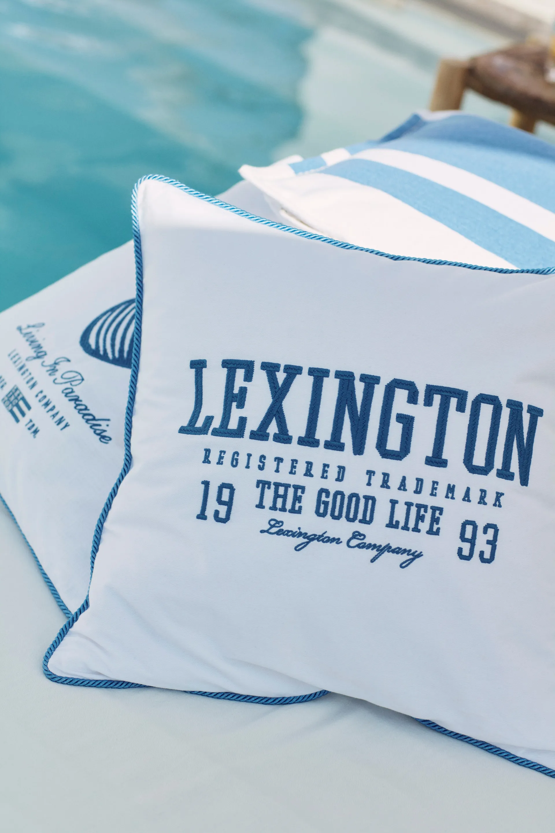 Seashell Cotton Canvase pillowcase 50x50 cm, White-blue Lexington