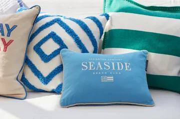 Seaside Small Organic Cotton Twill cushion 30x40 cm - Blue-light beige - Lexington