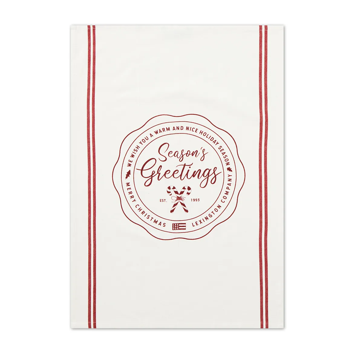 Seasons Greetings Printed tea towel 50x70 cm, White-red Lexington