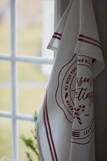 Seasons Greetings Printed tea towel 50x70 cm - White-red - Lexington