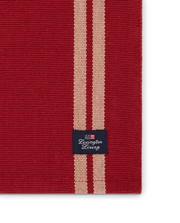 Side Striped Org Cotton Rib placemat 40x50 cm - Red-beige - Lexington