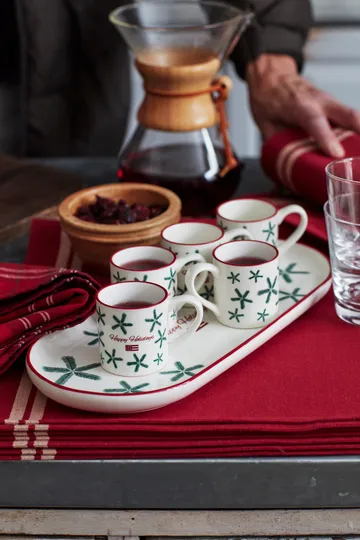 Side Striped Org Cotton Rib placemat 40x50 cm - Red-beige - Lexington