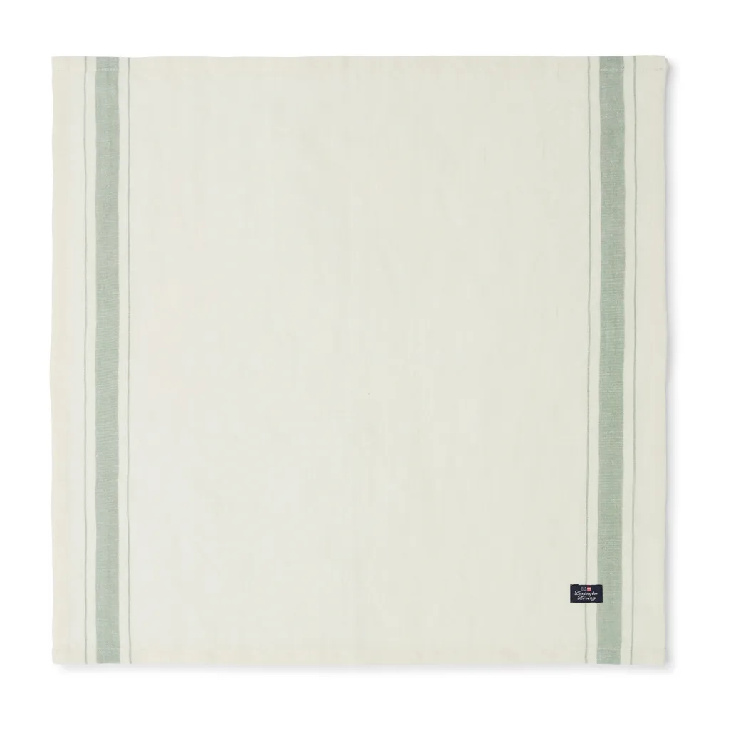 Side striped organic cotton napkin 50x50 cm, White-green Lexington