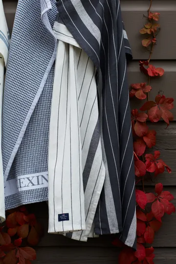 Striped Cotton Linen kitchen towel 50x70 cm - White - Lexington