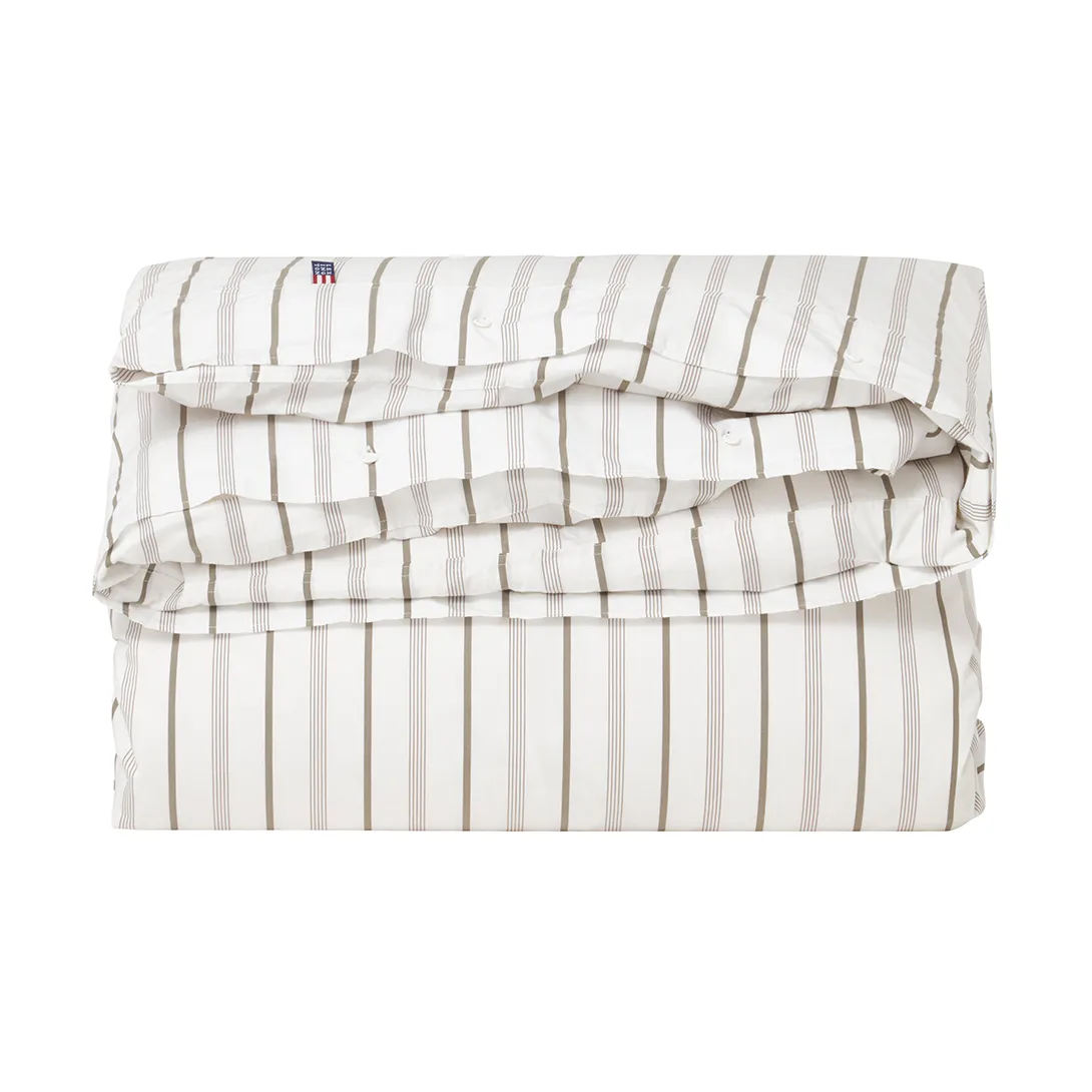 Striped Cotton Poplin bedding set 220x220 cm, White Lexington