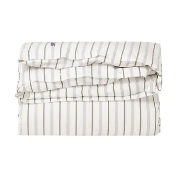 Striped Cotton Poplin bedding set 220x220 cm - White - Lexington