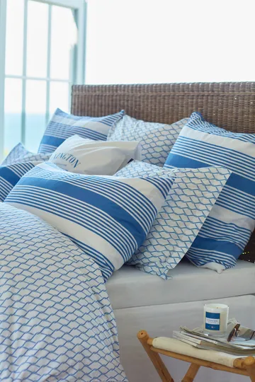 Striped Cotton Sateen bed set 150x210 cm - Blue-white - Lexington