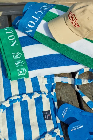 Striped Cotton Terry beach towel 100x180 cm - Blue-white-green - Lexington