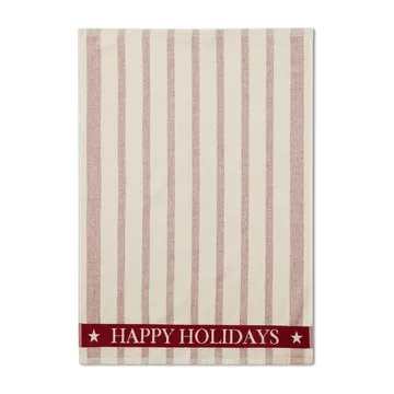 Striped Cotton Terry jacquard tea towel 50x70 cm - Beige-red - Lexington