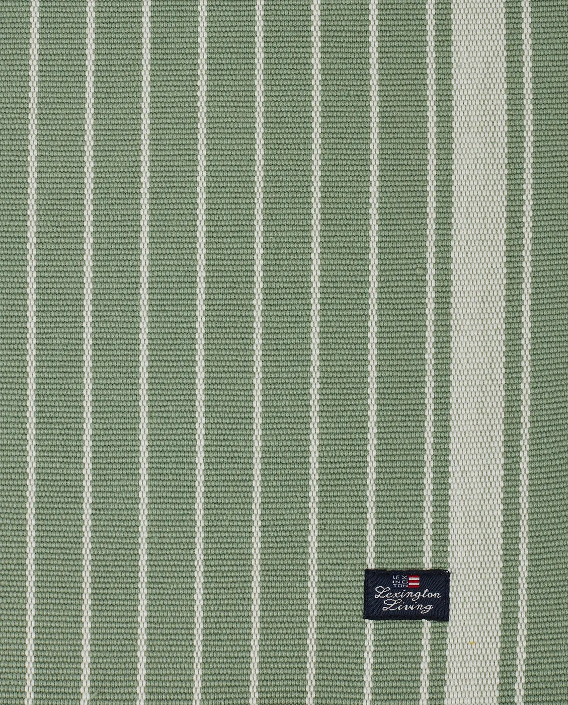 Striped Organic Cotton Rips placemat 50x250 cm, Green-white Lexington
