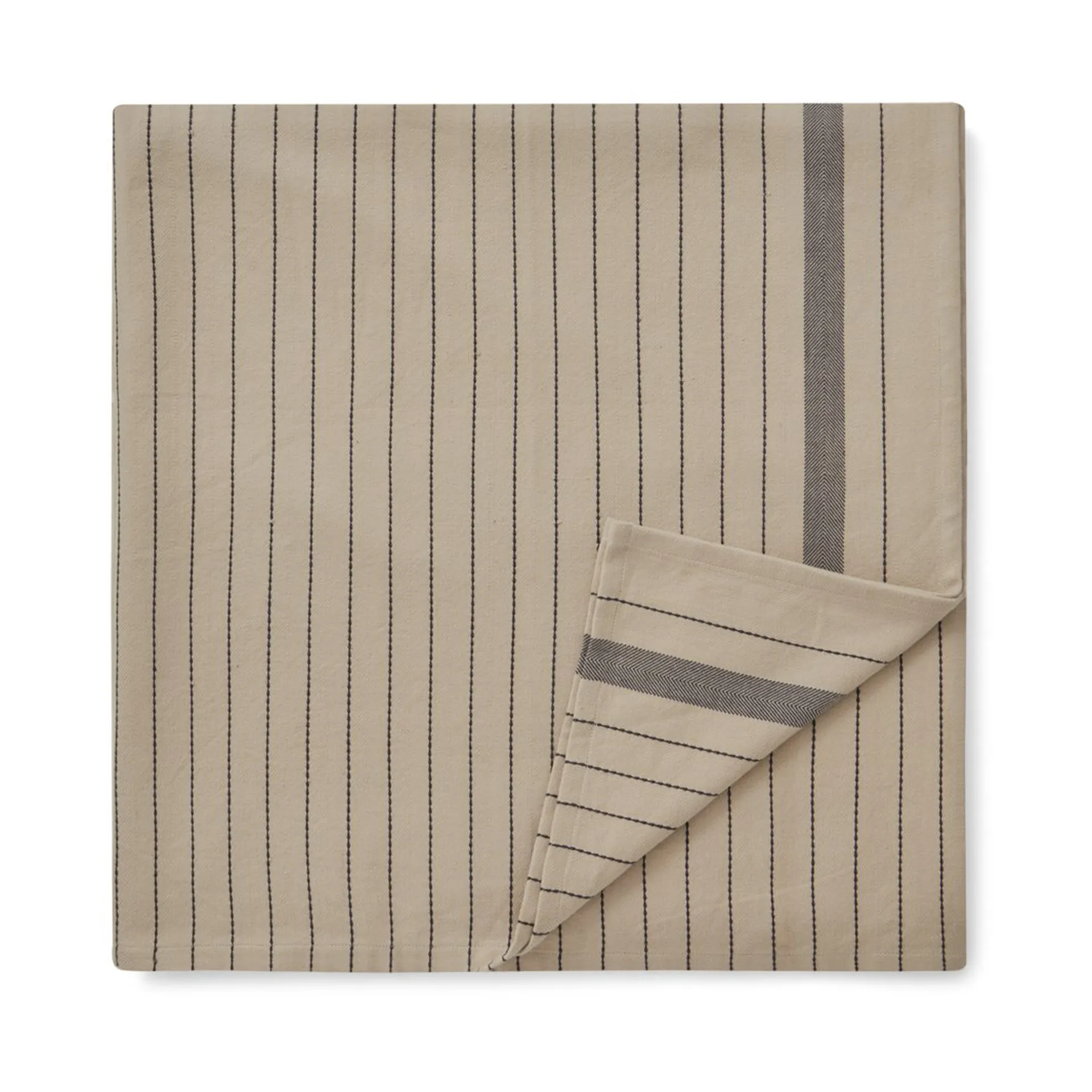 Striped Organic Cotton tablecloth 150x350 cm, Beige-dark grey Lexington