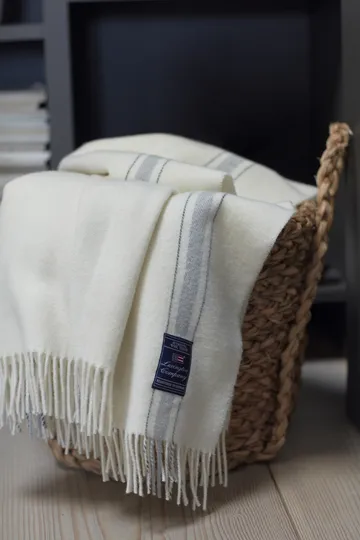 Striped recycled wool throw 130x170 cm - Offwhite-grey - Lexington