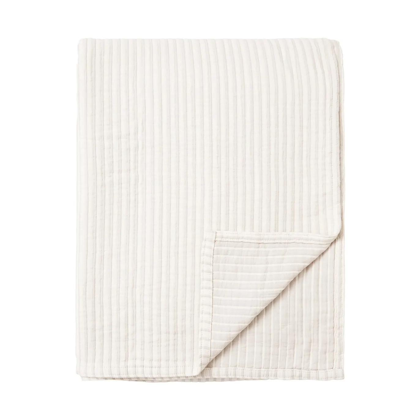Striped Reversible Organic Cotton bedspread 260x240 cm, Off white Lexington