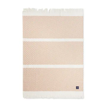 Striped Structured Recycled cotton throw 130x170 cm - Beige-white - Lexington
