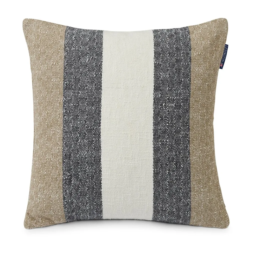 Vertical Striped Cotton pillowcase 50x50 cm, Beige-Grey Lexington
