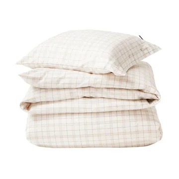 White/Beige Checked Lyocell/Cotton bed set - 50x60 cm, 150x210 cm - Lexington