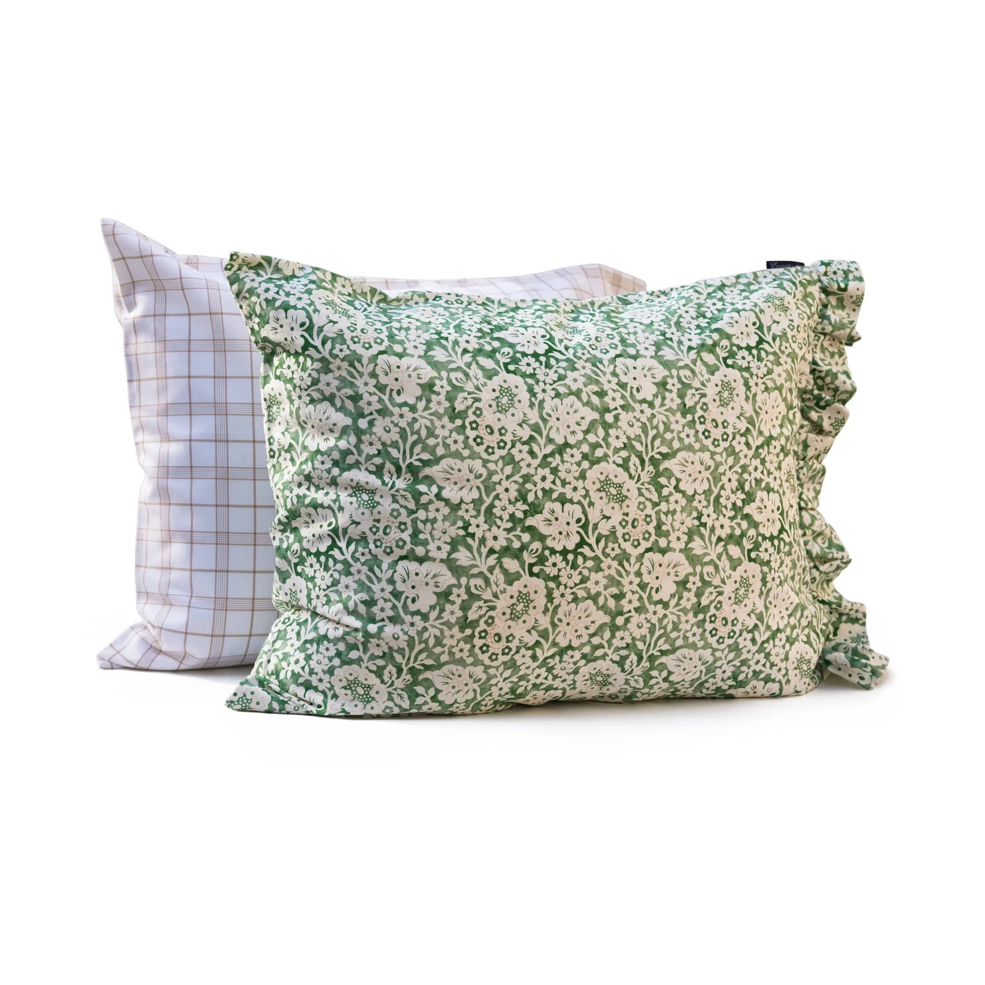 White/Beige Checked Lyocell/Cotton bed set, 50x60 cm, 150x210 cm Lexington