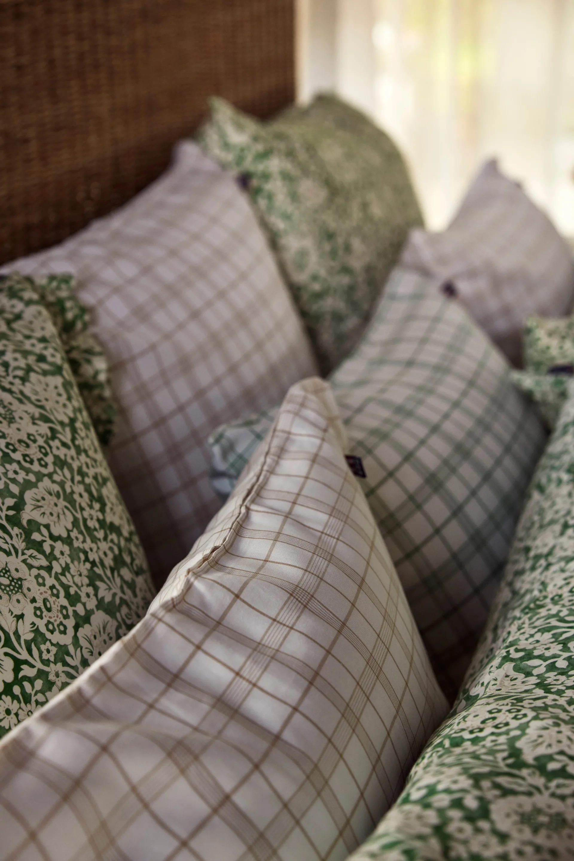 White/Green Checked Lyocell/Cotton bed set, 50x60 cm, 150x210 cm Lexington
