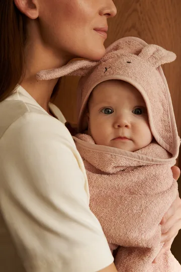 Albert bath cape towel with hood 70x70 cm - Rabbit rose - Liewood