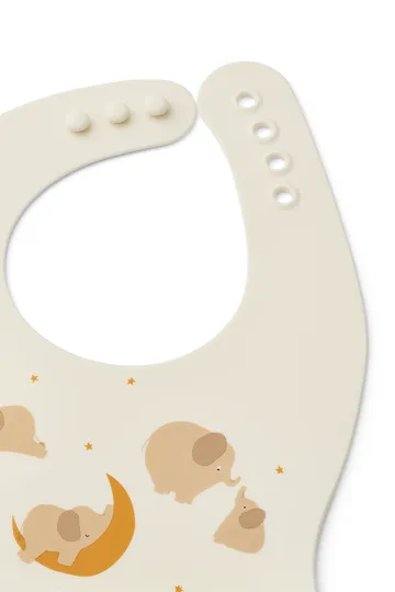 Ember printed bib 2 pieces - Elephant-Creme de la creme - Liewood