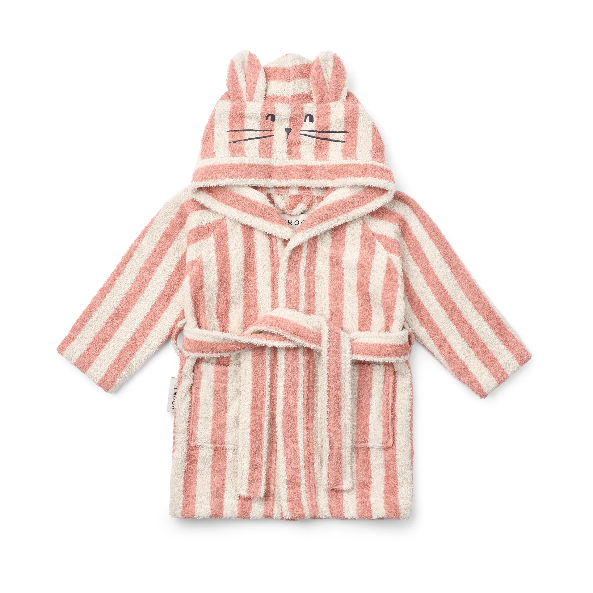 Lily bathrobe coral blush creme de la creme stripe, 1–2 years Liewood